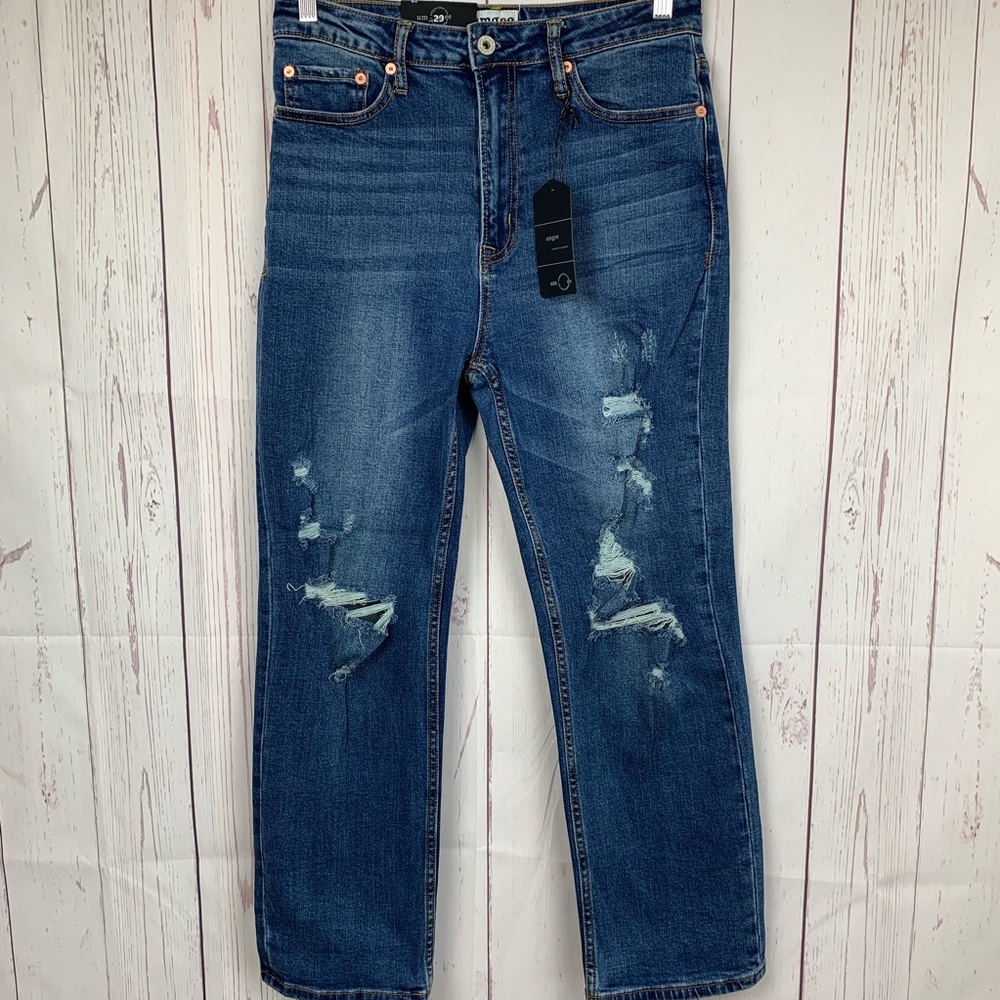Umgee High Waist Straight Leg Distressed Jeans - Picture 3 of 7